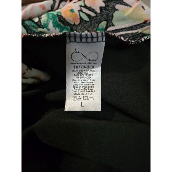 Floral Print Sleeveless Top By Betseys Boutique Shop L Black & Multicolor - Picture 7 of 7